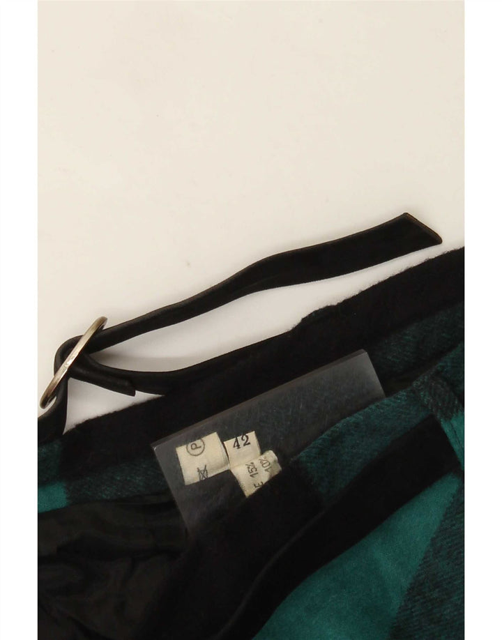 Falda acampanada vintage para mujer IT 42 Mediana W26 Lana de cuadros negros