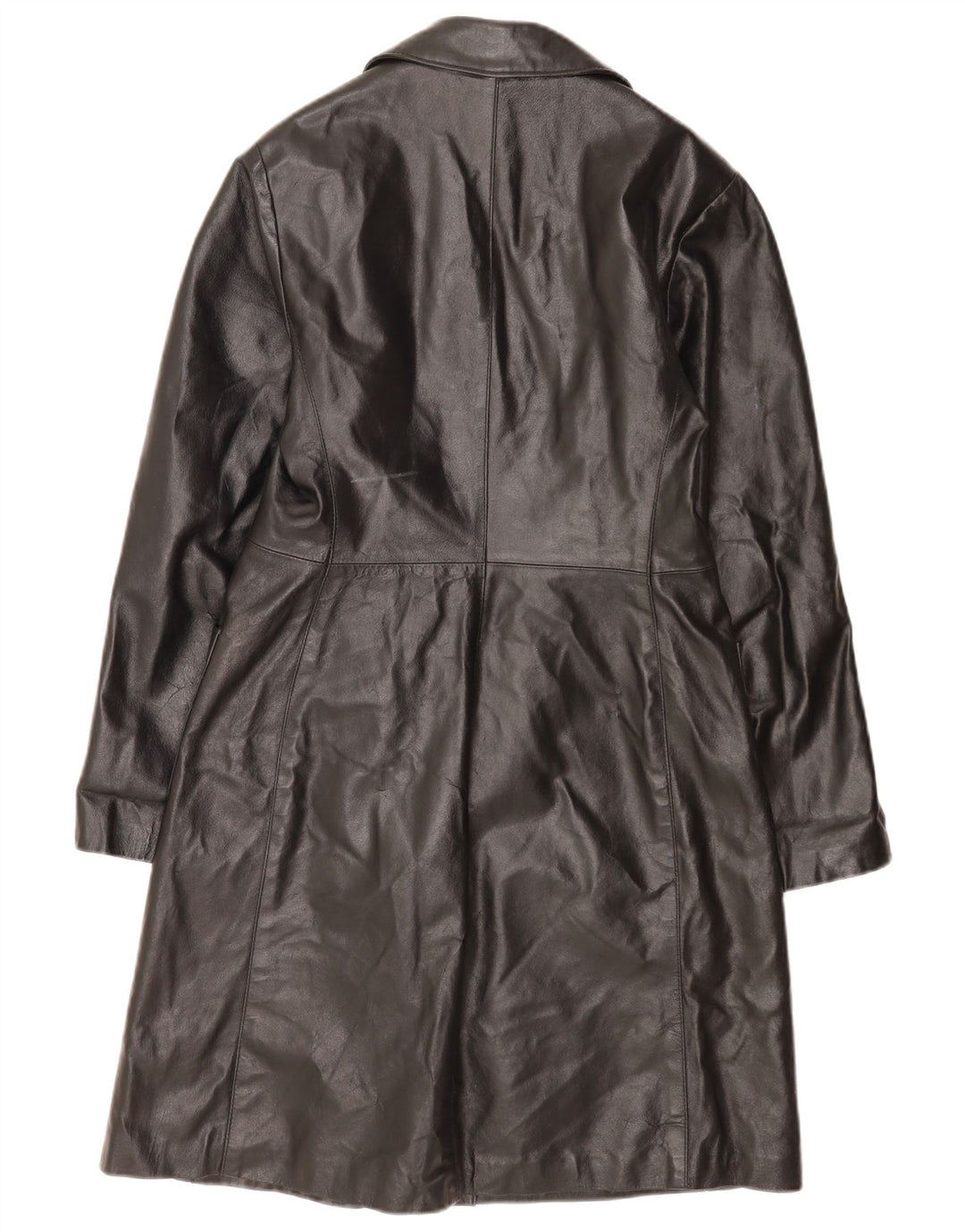 Abrigo de cuero vintage para mujer IT 46 Grande Negro