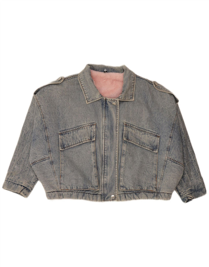 NUEVA COLECCIÓN Chaqueta vaquera extragrande de manga 3/4 para mujer UK 40 Small Blue