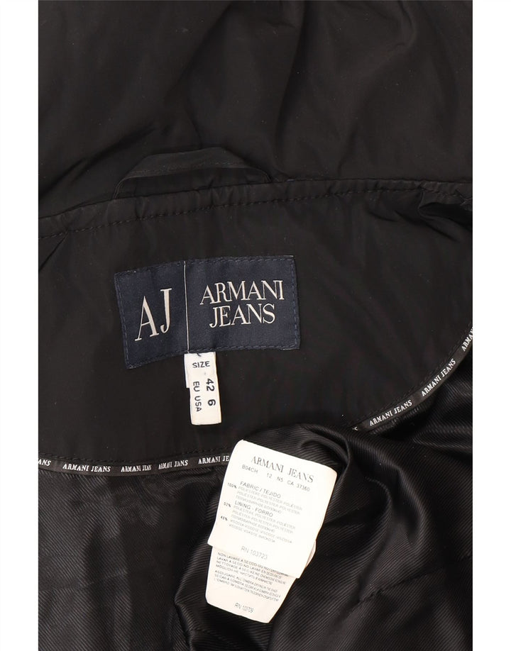 Armani Jeans Chaqueta Acolchada Corta para Mujer EU 42 Grande Poliéster Negro