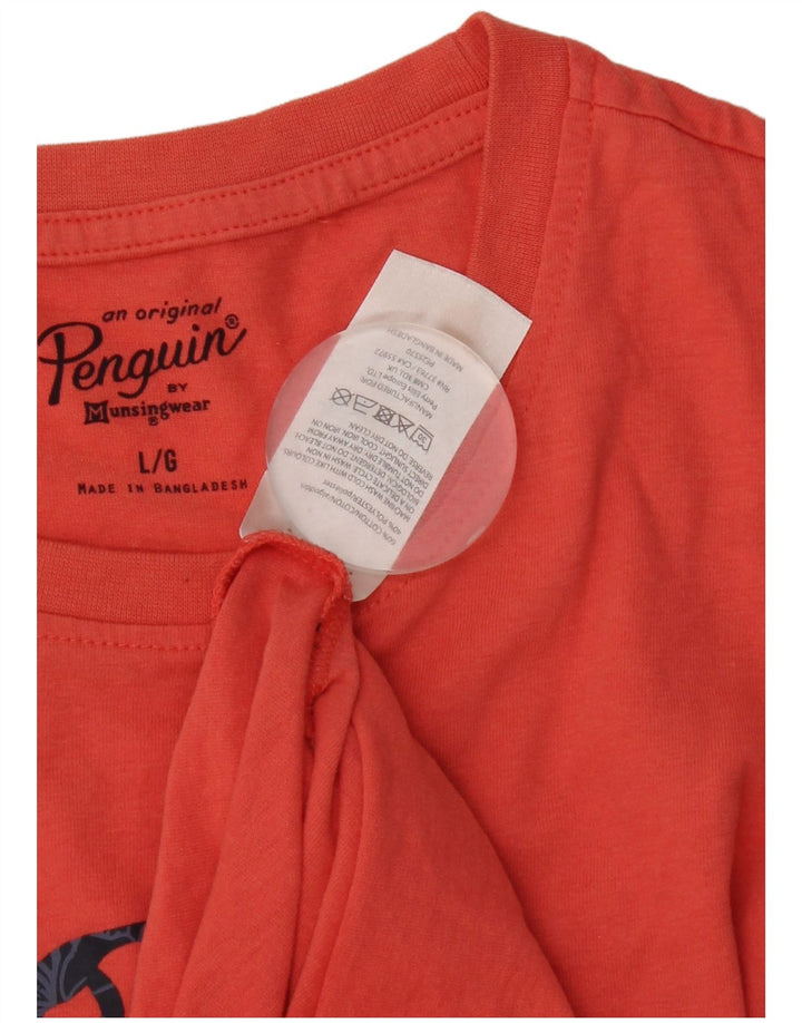 Penguin - Camiseta gráfica para hombre, talla grande, algodón naranja