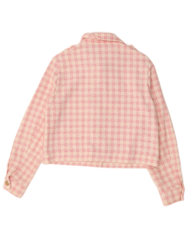 Zara Chaqueta Militar Corta para Mujer UK 46 Large Pink Check