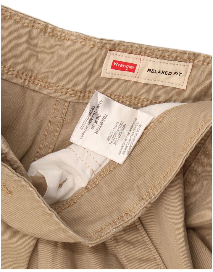 Wrangler Pantalones cargo de ajuste relajado para hombre W36 L30 Algodón beige