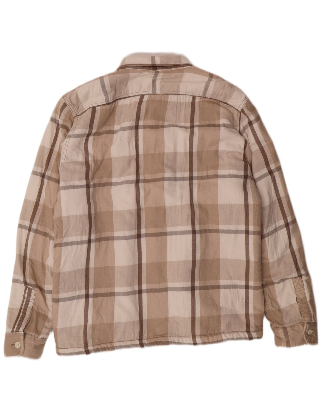 HOLLISTER Camisa de franela de leñador para hombre XL Algodón a cuadros beige