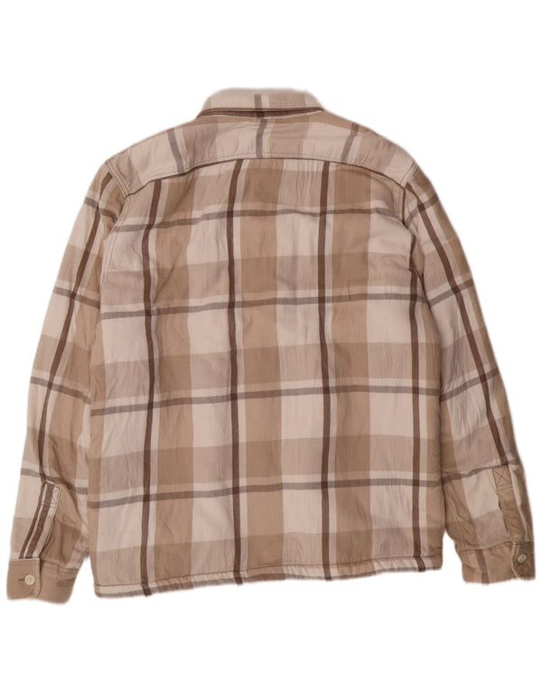 HOLLISTER Camisa de franela de leñador para hombre XL Algodón a cuadros beige