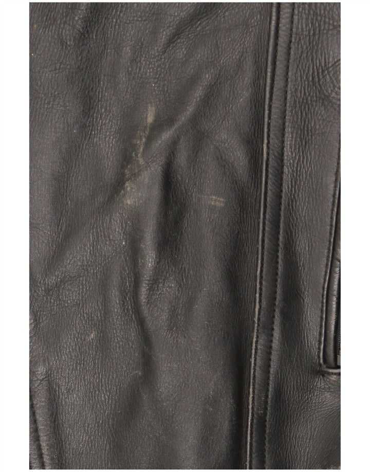Vintage hombres cuero biker chaqueta Reino Unido 36 pequeño motociclista negro