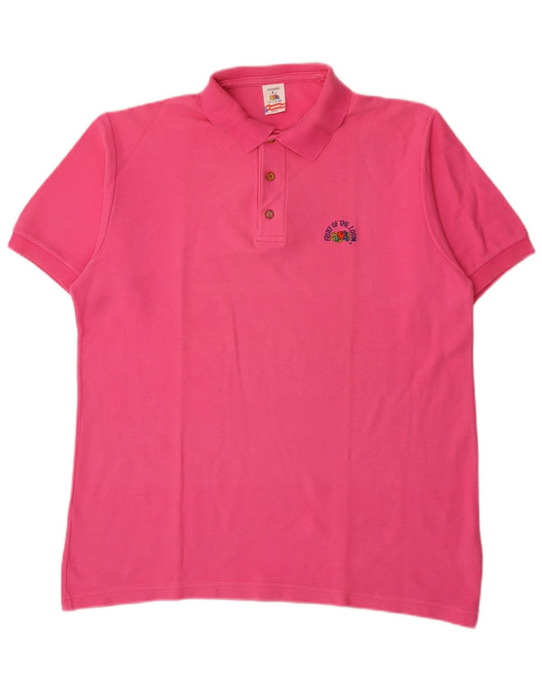 Fruit Of The Loom Mens Polo Shirt Large Pink Cotton