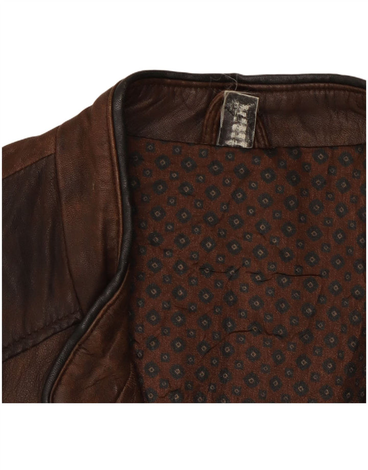 VINTAGE Chaqueta de cuero para hombre IT 48 Marrón medio