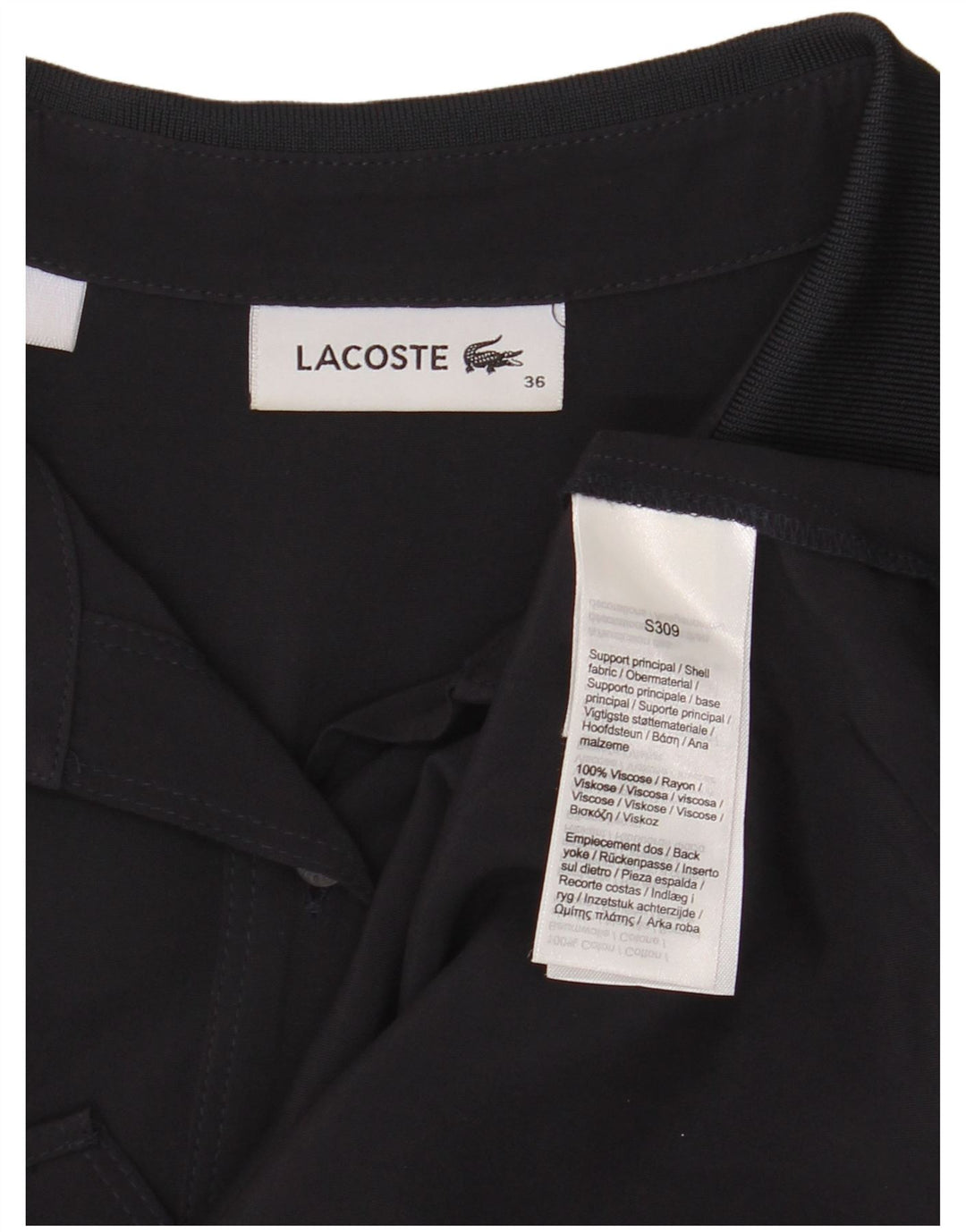 Camisa Lacoste Mujer Talla 36 Pequeña Viscosa Negra