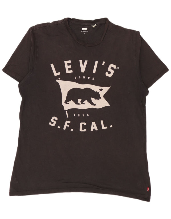 LEVI'S Camiseta gráfica para hombre Top grande de algodón negro
