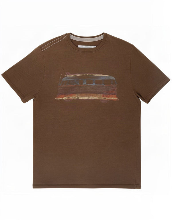 Camiseta con estampado gráfico de hombre de Fat Face, parte superior de algodón moteado en marrón medio