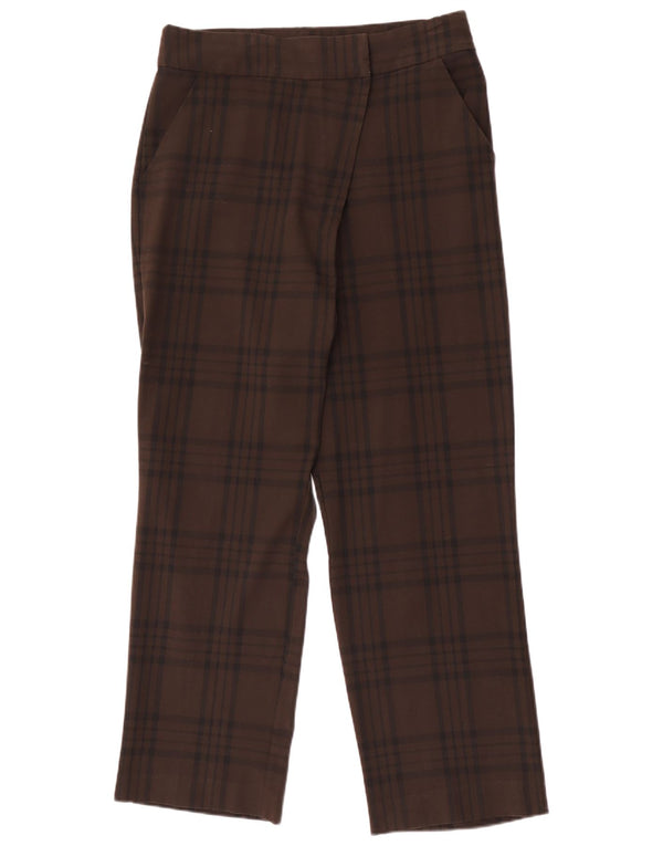 Zara Mujer Pantalón Chino Recto Grande W30 L29 Marrón Cuadros Poliéster