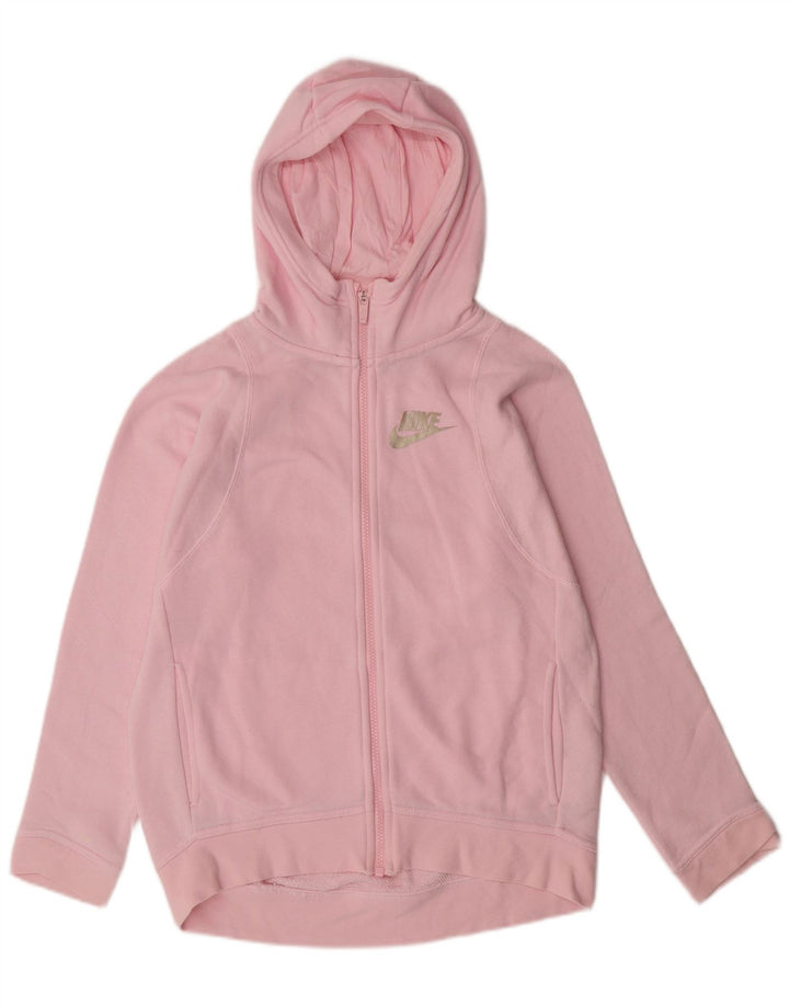 NIKE Sudadera con capucha y cremallera para niñas 12-13 años Grande Algodón rosa