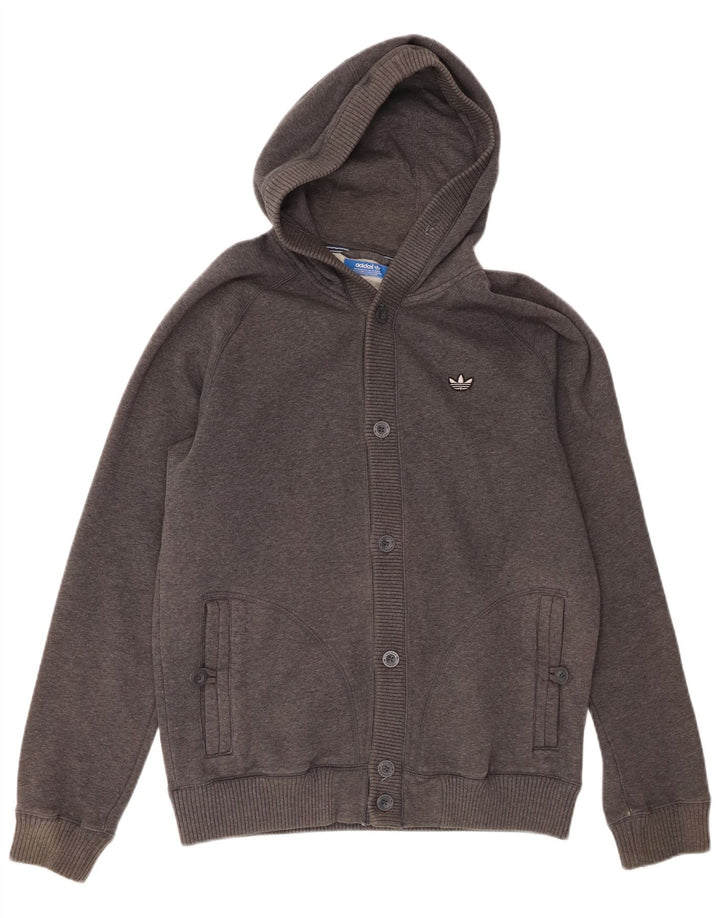 Adidas - Chaqueta de chándal con capucha para hombre, algodón gris medio