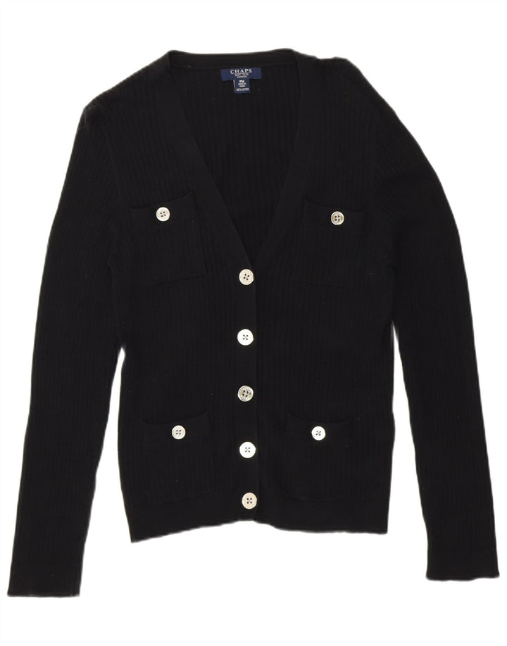 Chaps Suéter tipo cárdigan pequeño para mujer UK 14 Mediano Algodón negro