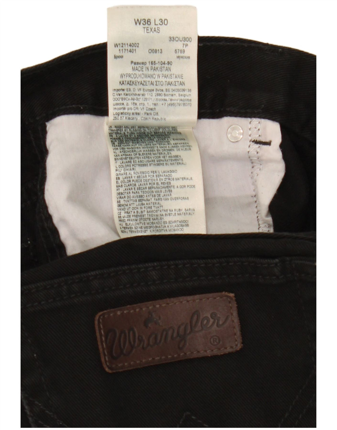 Wrangler Vaqueros Rectos Texas Mujer W36 L30 Algodón Negro