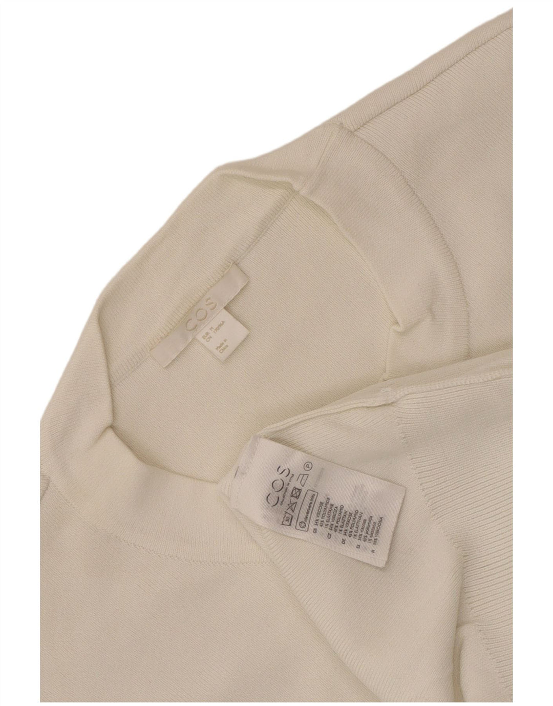 Cos Jersey de cuello redondo para mujer UK 14 Viscosa blanca mediana