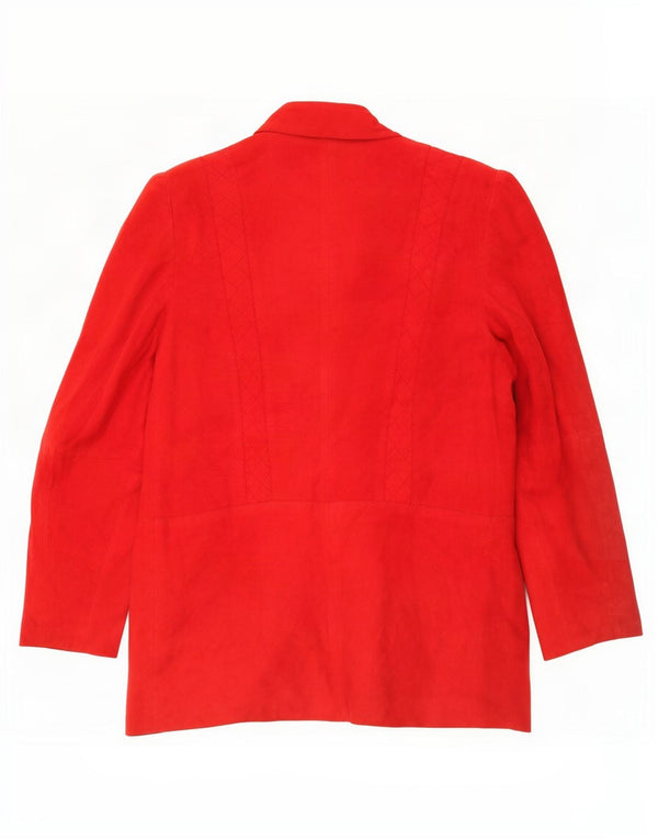 Vintage mujer 1 botón ante Blazer chaqueta Reino Unido 12 rojo medio