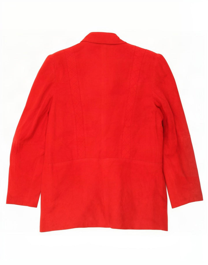 Vintage mujer 1 botón ante Blazer chaqueta Reino Unido 12 rojo medio
