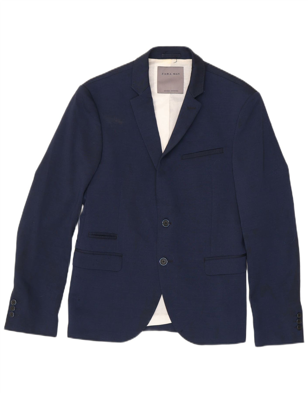 Zara Chaqueta tipo blazer de 2 botones para hombre EU 46 Small Azul marino Poliéster