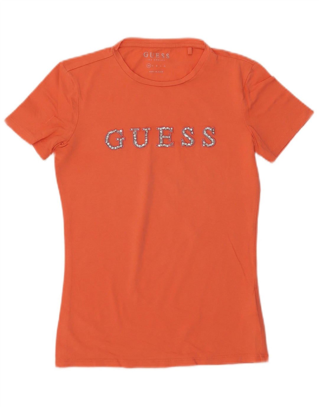GUESS Camiseta gráfica para mujer Top UK 6 XS Naranja Algodón