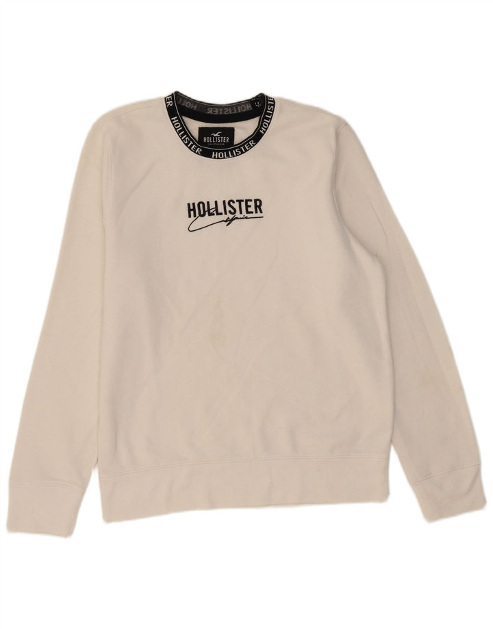 HOLLISTER Sudadera con gráfico gráfico tipo jersey de algodón blanco mediano para hombre
