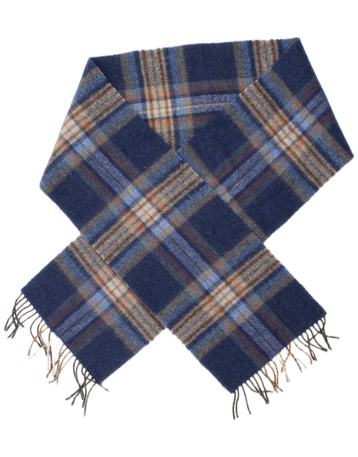 Bufanda rectangular para hombre Blarney, talla única, lana de cordero a cuadros azul, clásica