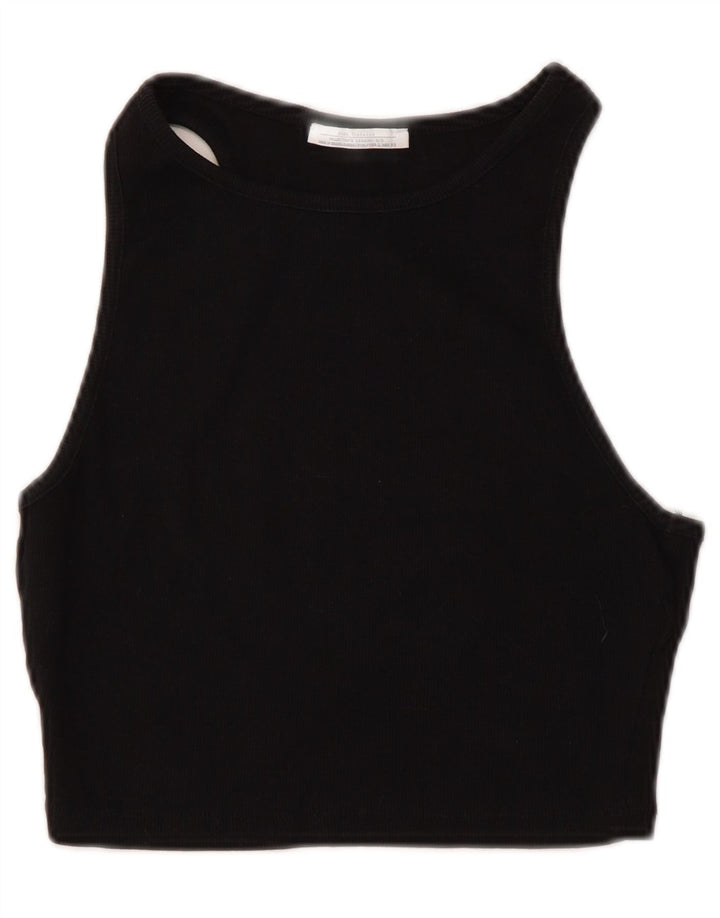 Zara Top corto sin mangas para mujer UK 44 Grande Negro