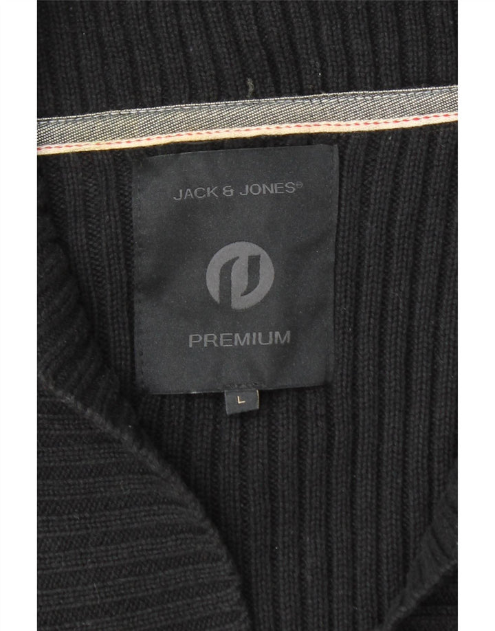 Jack & Jones Hombre Cárdigan Suéter Grande Algodón Negro