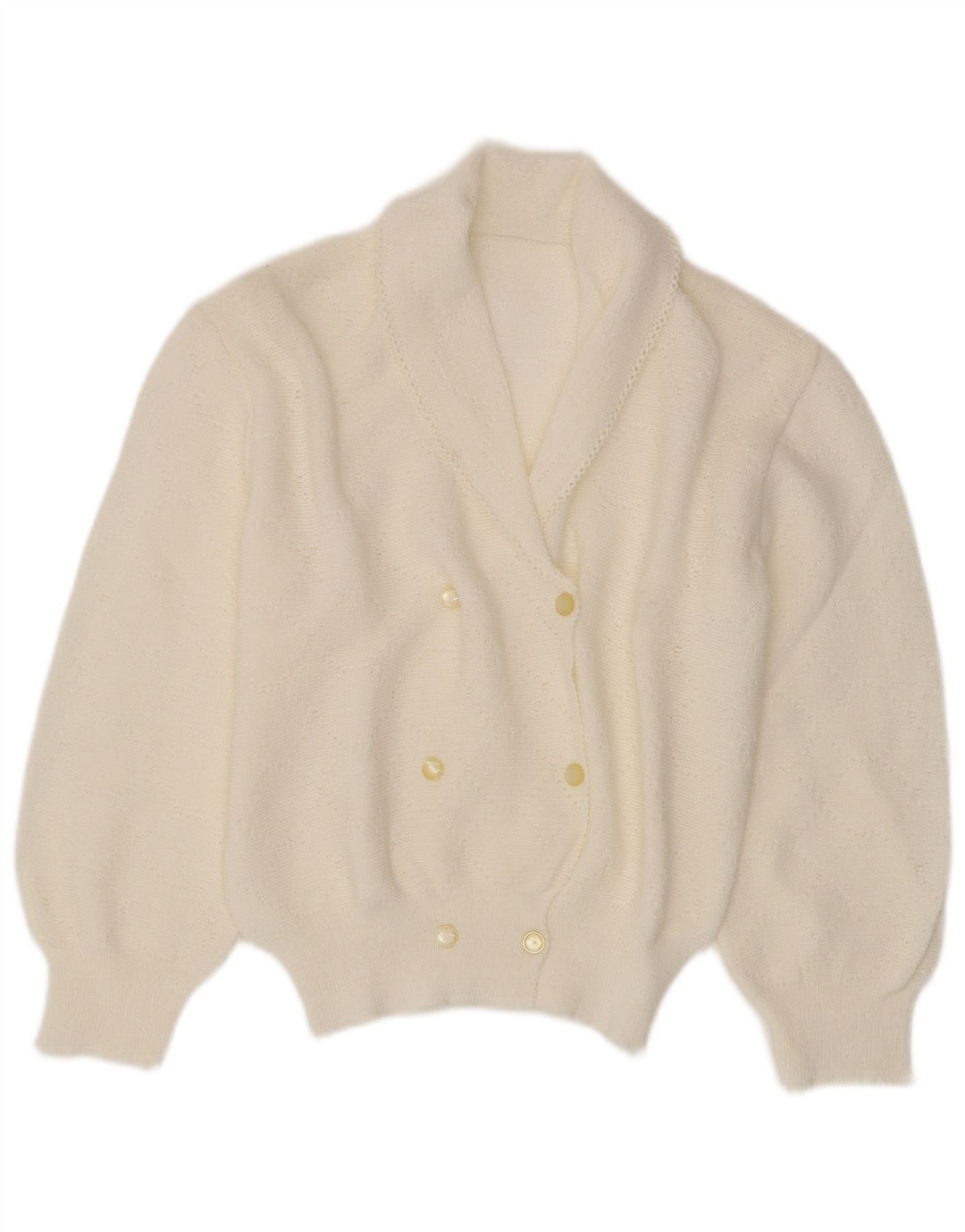 Vintage mujer Cardigan suéter Reino Unido 12 medio blanco