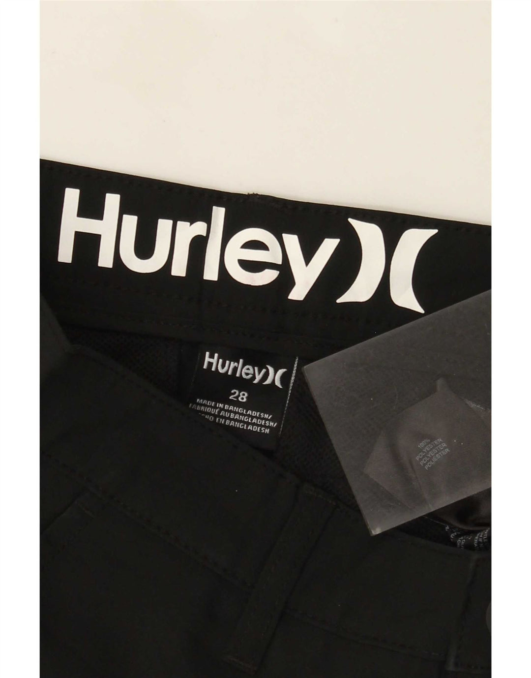 Hurley Pantalones cortos chinos para hombre W28 Small Poliéster negro