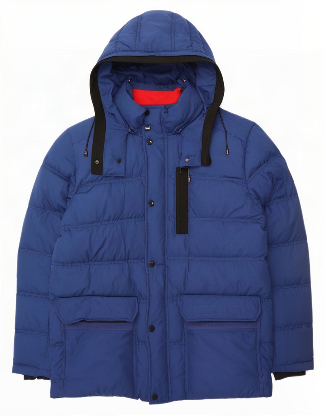 Tommy Hilfiger Chaqueta acolchada con capucha para hombre Reino Unido 40 Poliéster azul grande