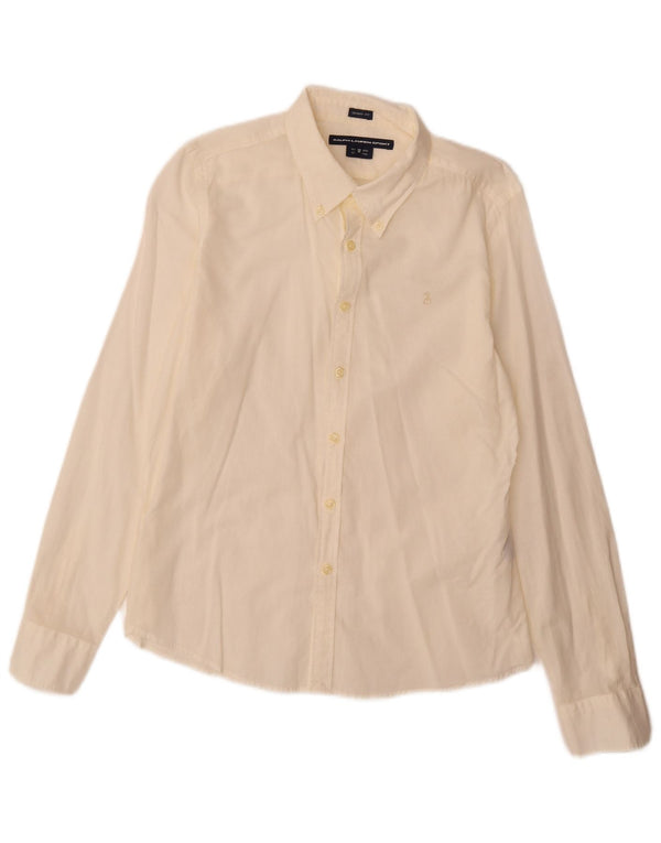 Ralph Lauren Camisa ajustada para mujer US 12 grande de algodón blanco roto
