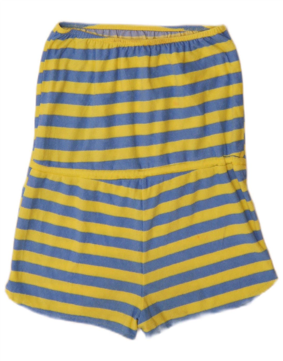 Zara Mujer Mono Corto Sin Tirantes UK 42 Algodón A Rayas Azul Medio