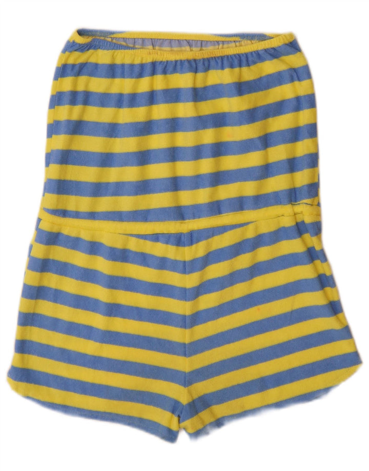 Zara Mujer Mono Corto Sin Tirantes UK 42 Algodón A Rayas Azul Medio