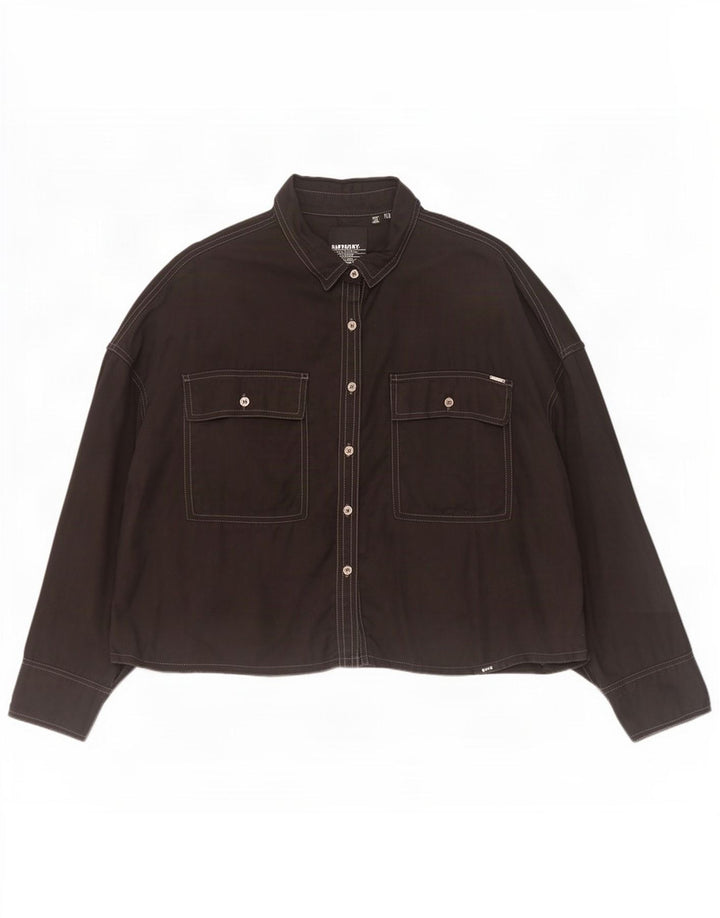 Superdry Camisa extragrande para mujer UK 44 Large Lyocell negro