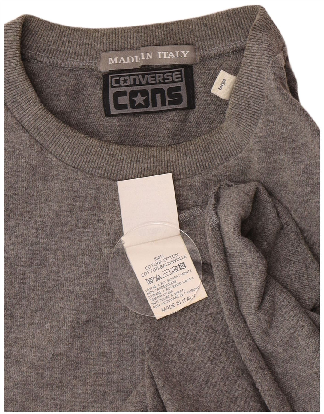 Camiseta Converse para hombre de manga larga de algodón moteado gris grande