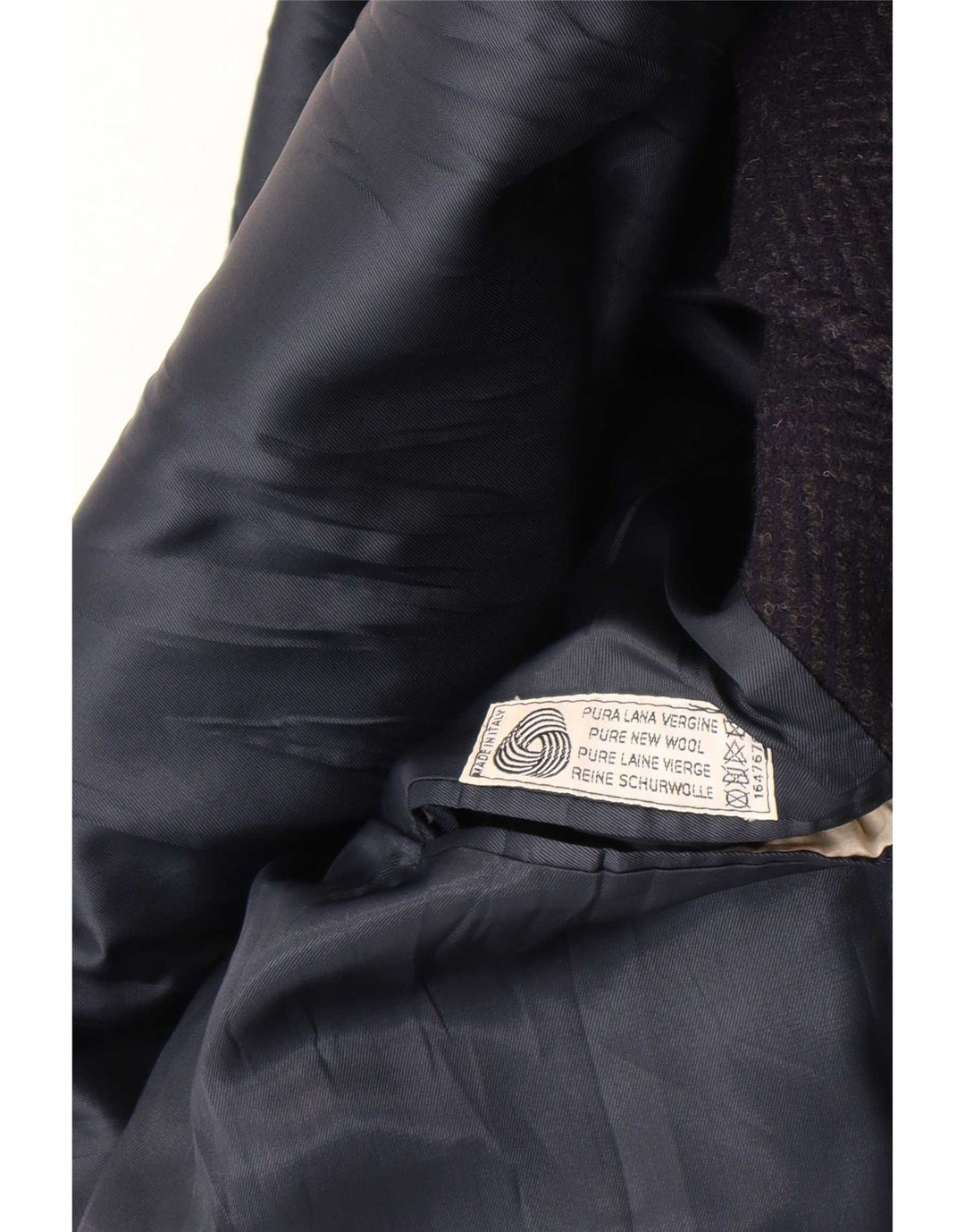 Abrigo vintage para hombre IT 52 XL Lana virgen de espiga azul marino
