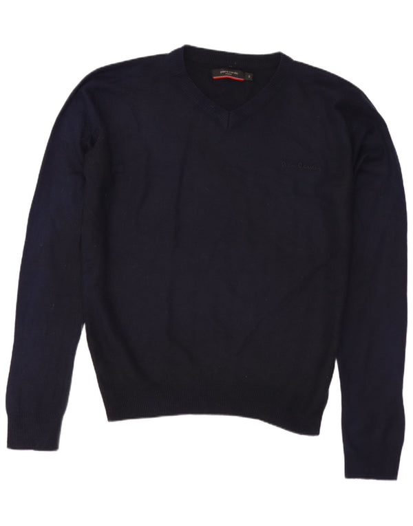 PIERRE CARDIN Jersey con cuello en V para hombre Small Azul marino