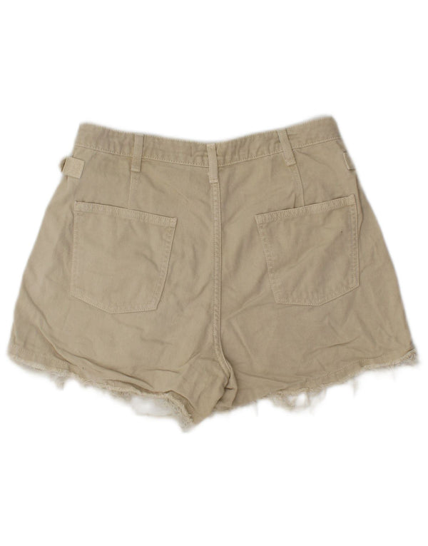 Zara Mujer Denim Hot Pants EU 38 Small W28 Beige Algodón