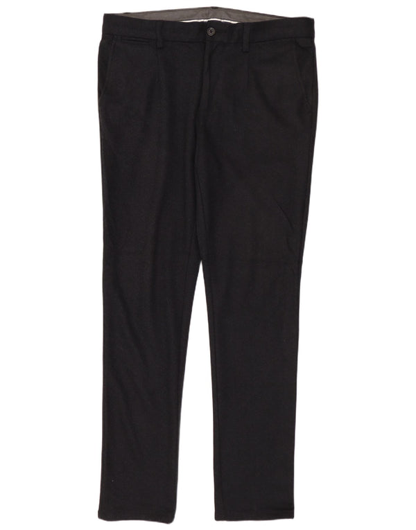 ZARA Pantalón chino slim para hombre EU 42 Large W32 L32 Azul marino Poliéster