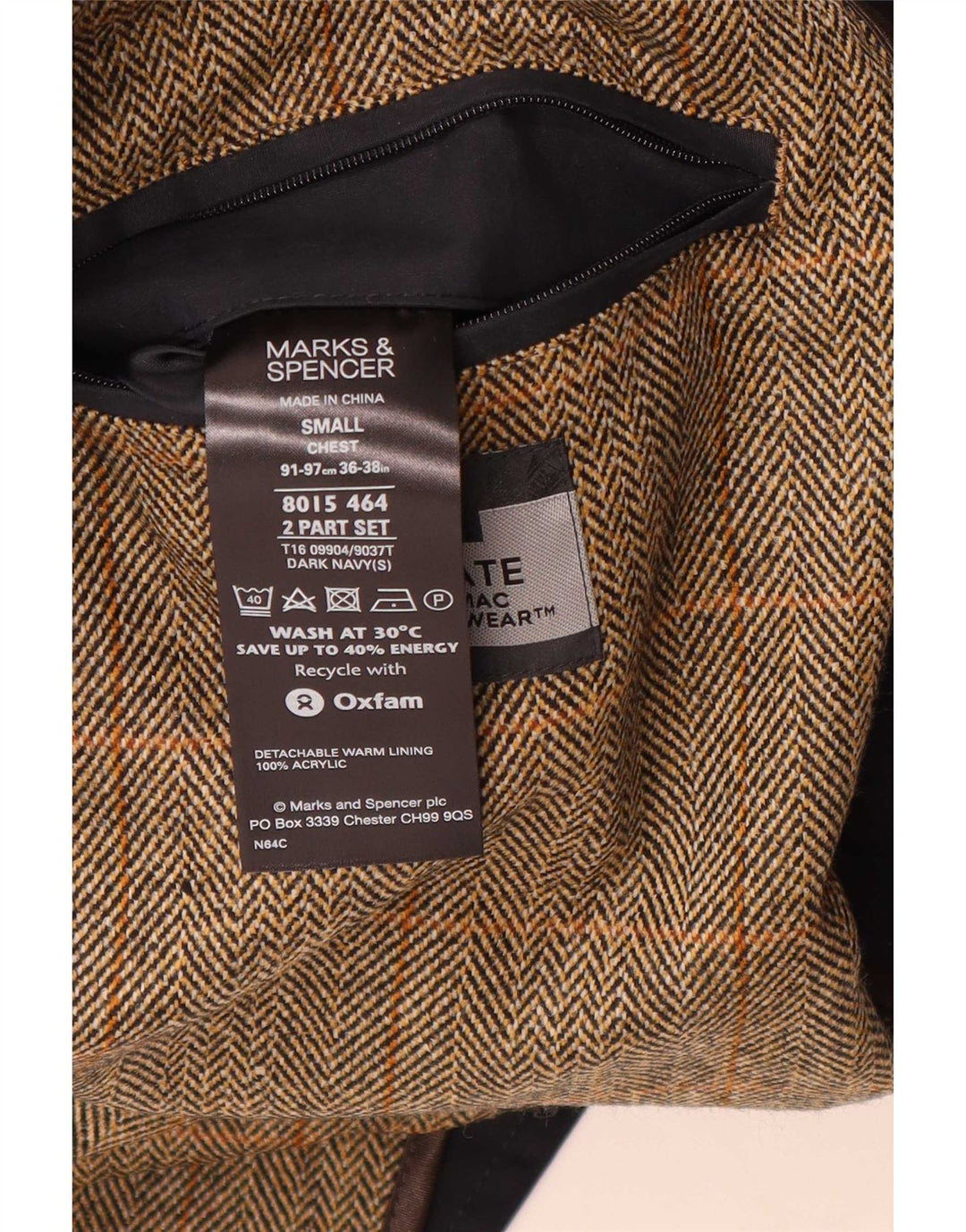 Marks & Spencer Abrigo cortavientos para hombre UK 36 Small Azul marino Clásico