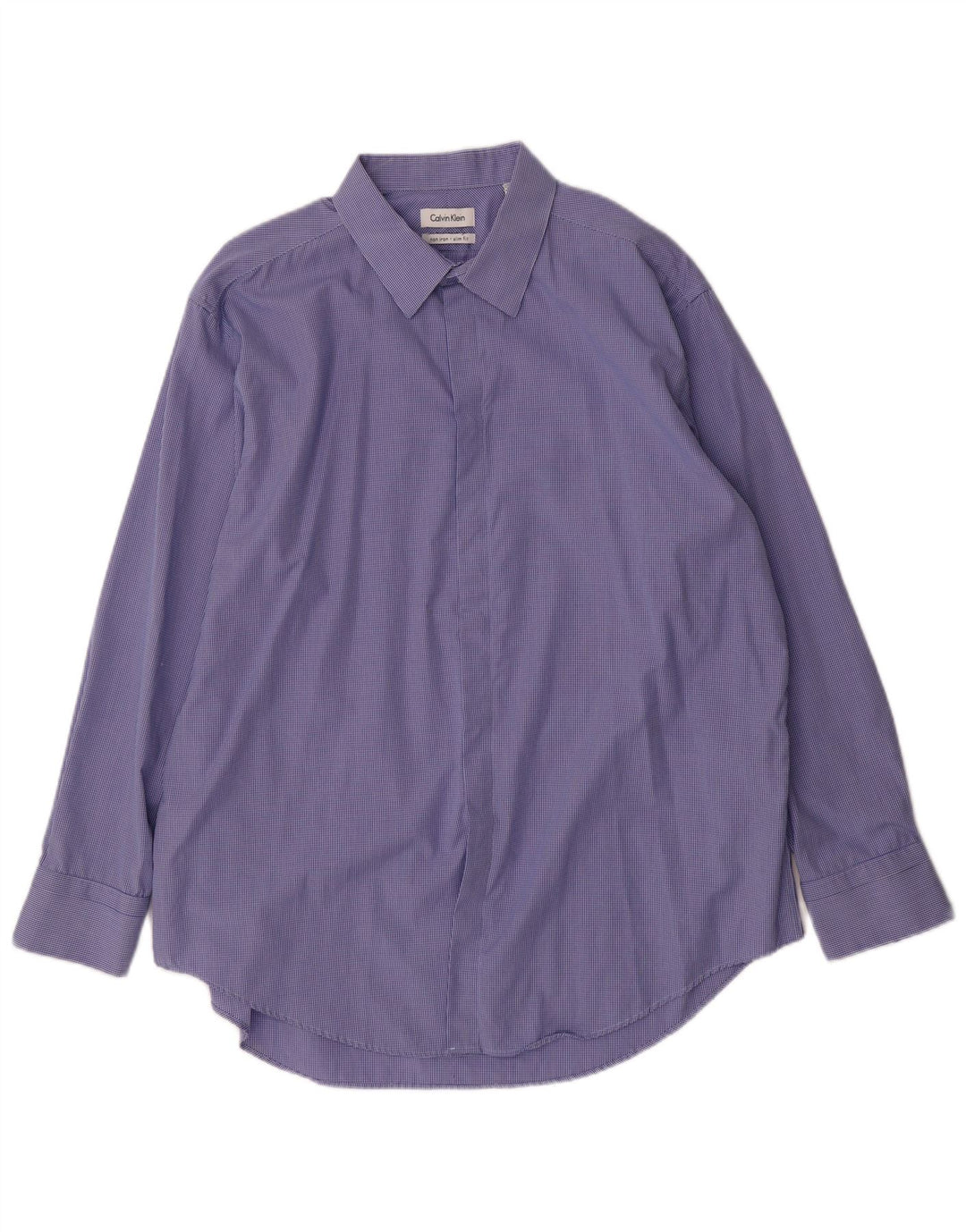 CALVIN KLEIN Camisa ajustada para hombre Talla 17 1/2 XL Algodón a cuadros azul