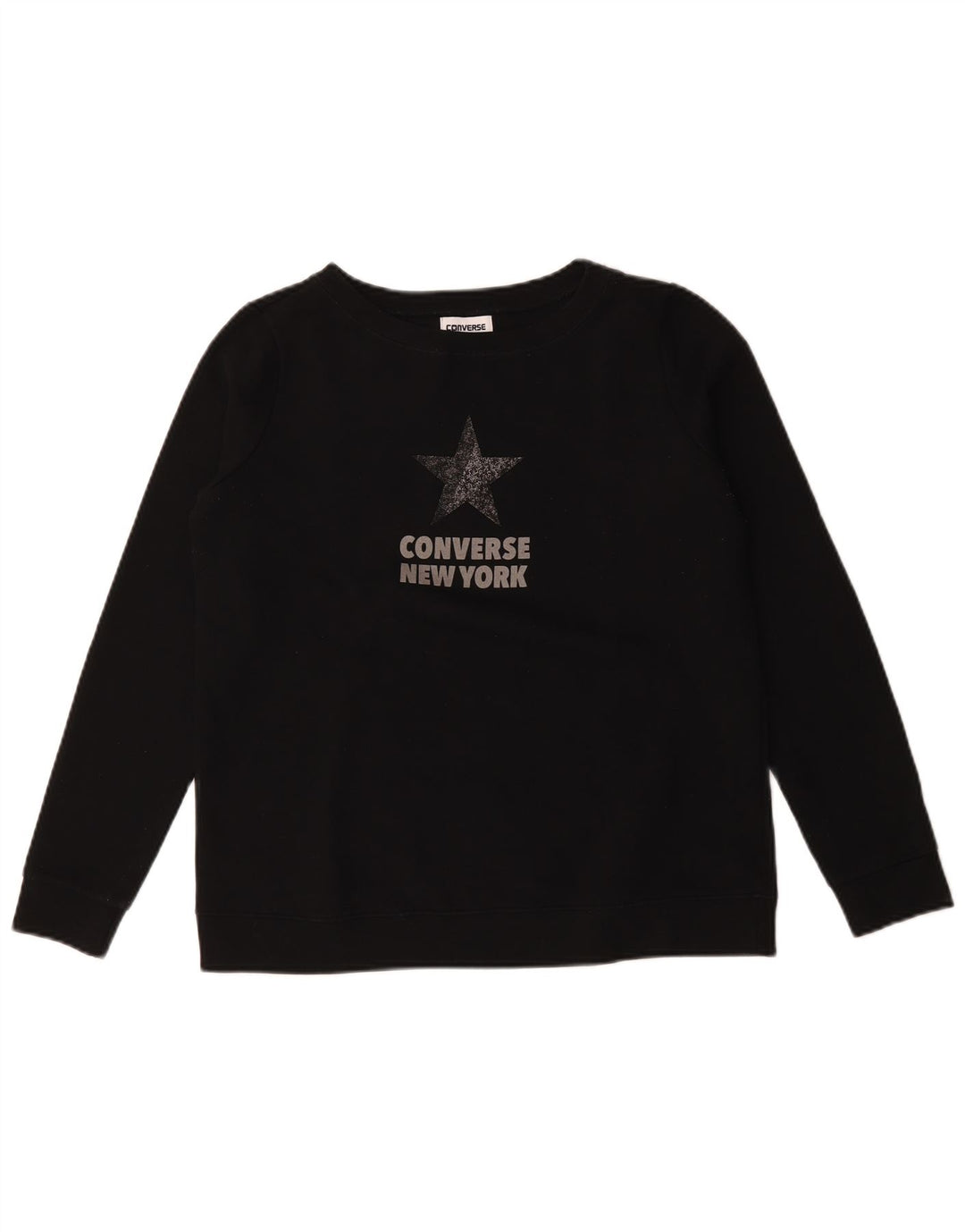 Converse Mujer Graphic Sudadera Jumper UK 14 Mediano Negro Algodón