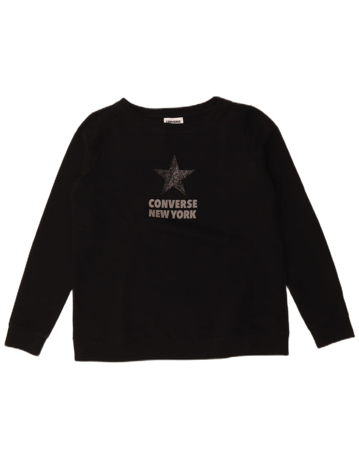 Converse Mujer Graphic Sudadera Jumper UK 14 Mediano Negro Algodón