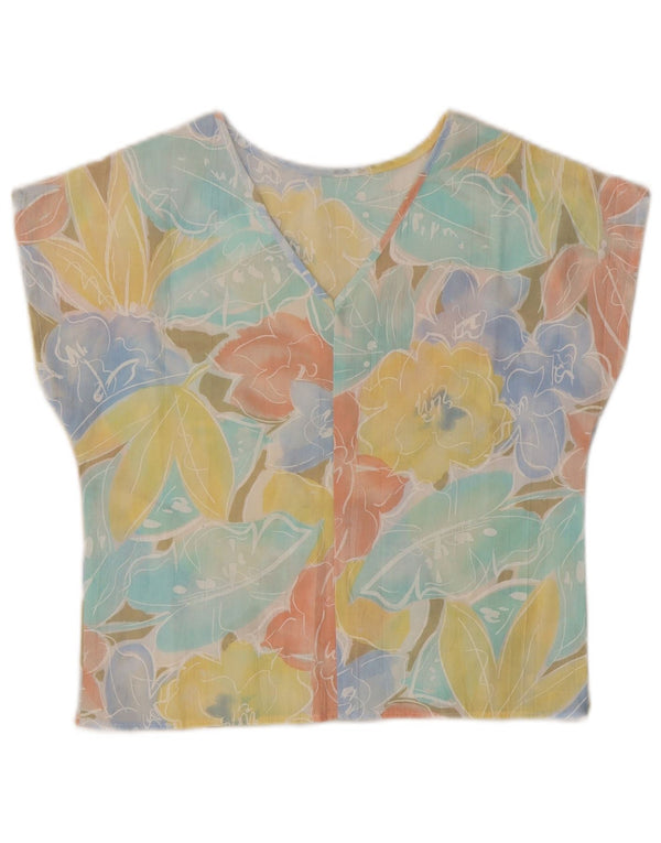 Impromptu Blusa corta para mujer UK 10 Small Poliéster floral multicolor