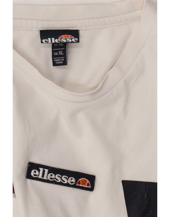 Ellesse Hombre Camiseta Gráfica Top XL Blanco Colorblock