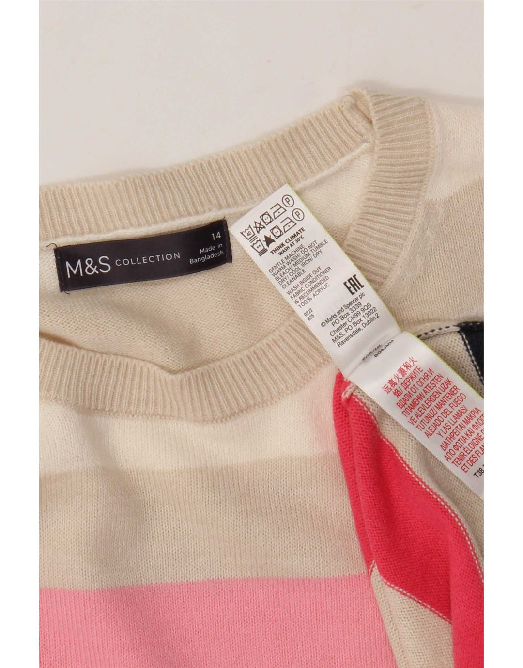 Marks & Spencer Suéter con Cuello Barco para Mujer UK 44 Grande Multicolor