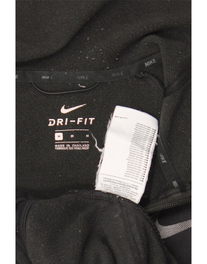 Nike Dri Fit Sudadera con capucha y cremallera para hombre, poliéster negro mediano