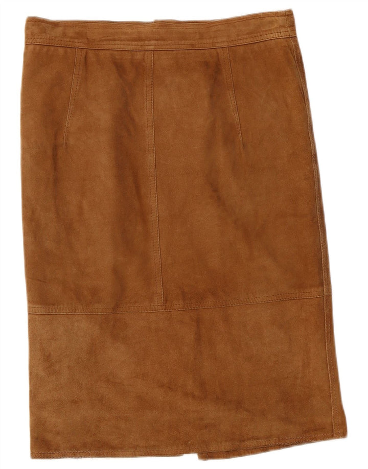 Falda recta vintage de ante para mujer W30 Beige medio